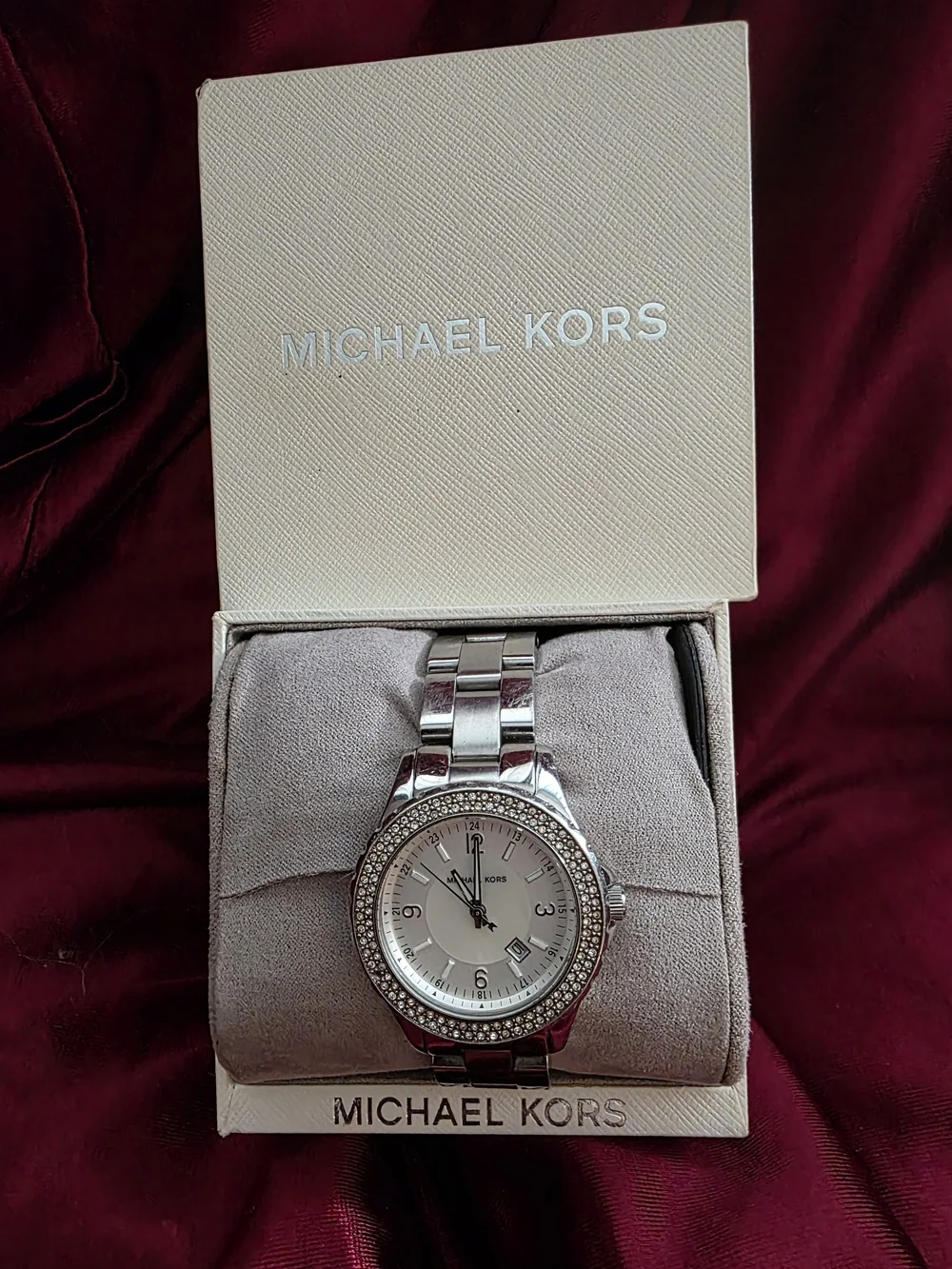 Michael Kors Silver Crystal-Trim Stainless Steel Women's Watch